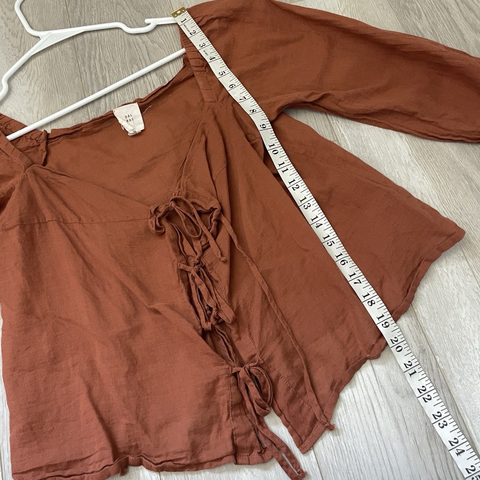 Dalrae Cotton Top Thalia Open Front Crop Womens Orange Small Natural Minimalist — image 7 of 7